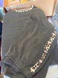 Leopard Trim Striped Lounge Set