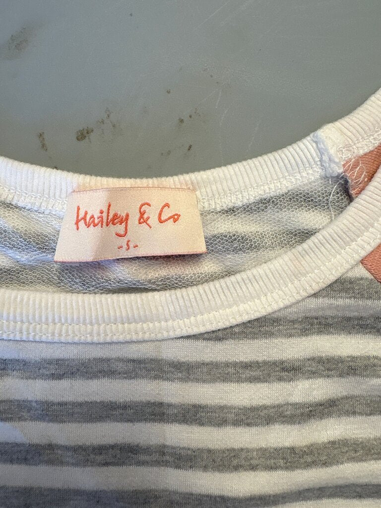 Hailey & Co. Striped Tee with Coral Sleeves