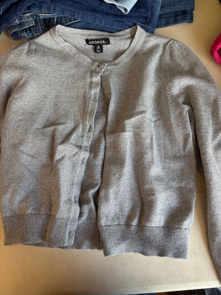 George Girls' Silver Cardigan Sweater