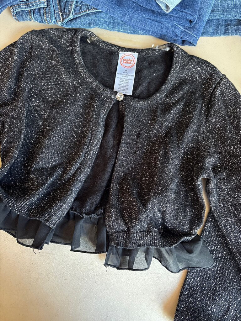 Wonder Nation Girls' Black Sparkly Cardigan