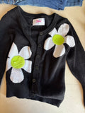 Justice Black Cardigan with Floral Design