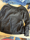 Ladies Black Long Sleeve Top with Ruffled Sleeves