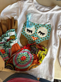 Owl Graphic Tee with Colorful Shorts
