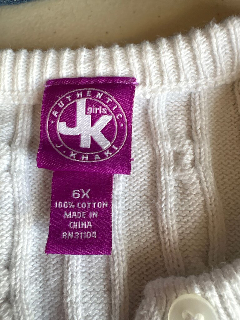 Girls' White Cable Knit Cardigan