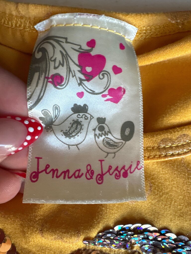 Jenna & Jessie Yellow Sequin Heart Tee