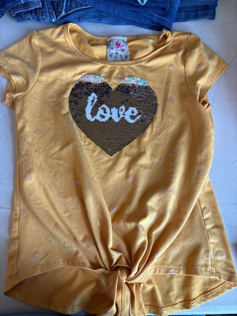 Jenna & Jessie Yellow Sequin Heart Tee