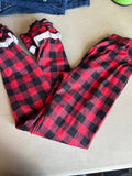 Girls' Red and Black Plaid Leggings