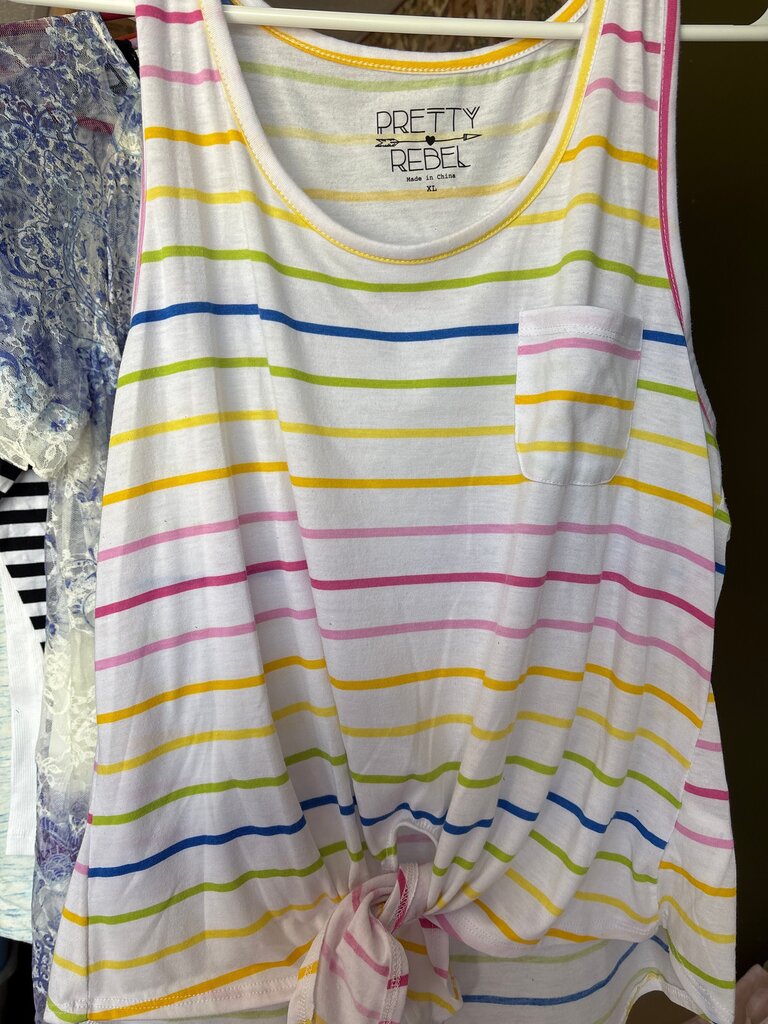 Pretty Rebel Striped Tie-Front Tank Top