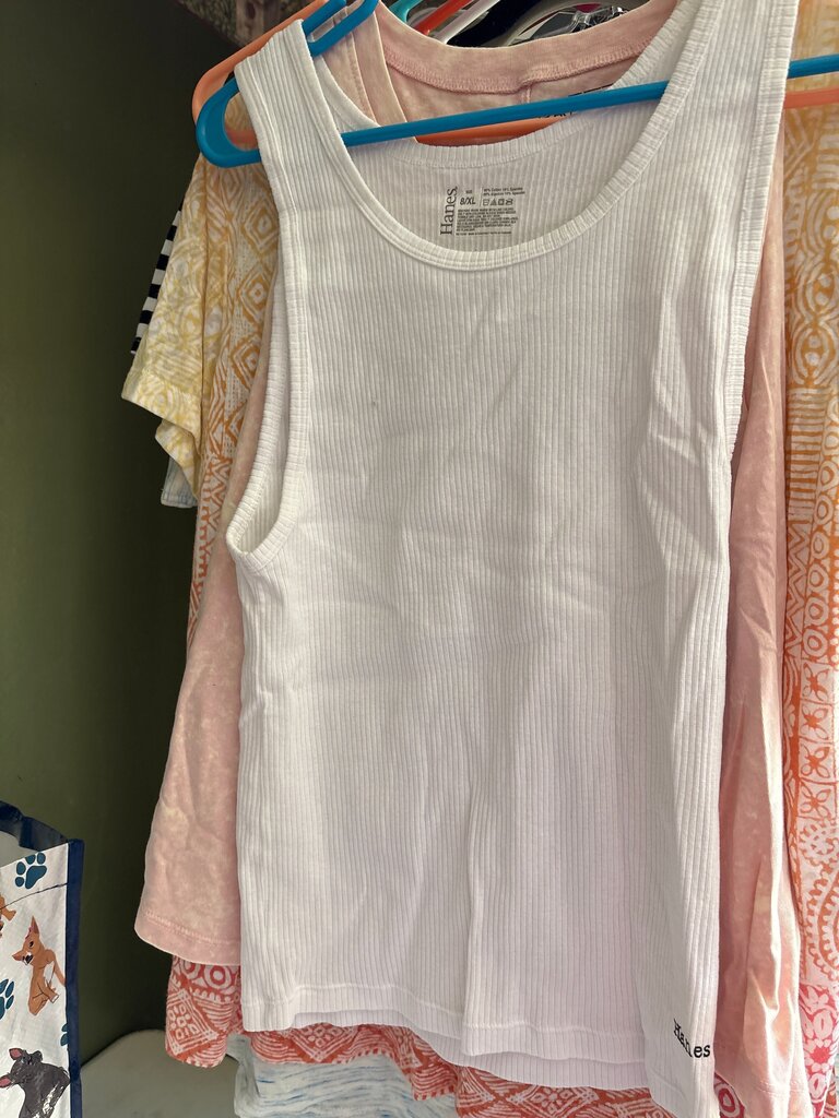 Hanes White Ribbed Tank Top