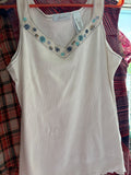 Embroidered White Tank Top by jh collectibles