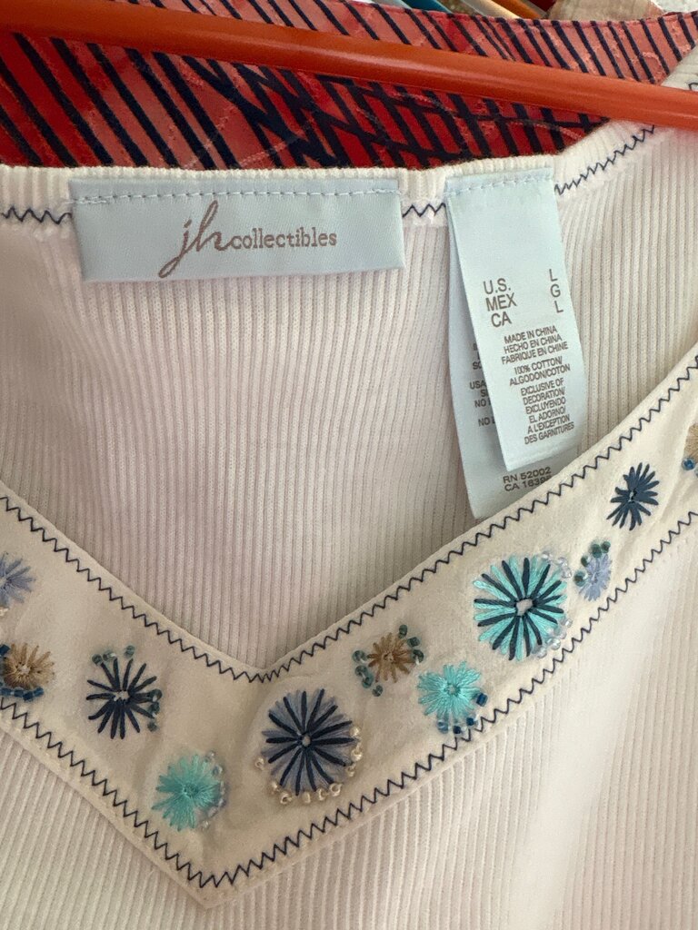 Embroidered White Tank Top by jh collectibles