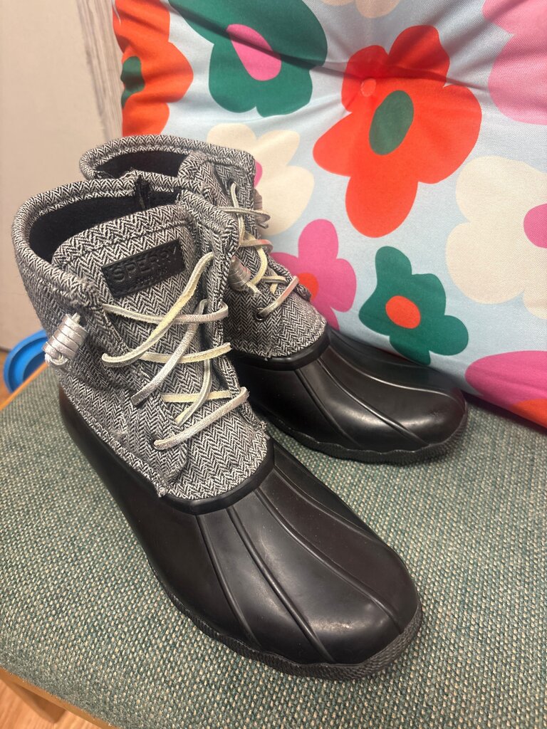 Sperry Kids Saltwater Boot Black Herringbone