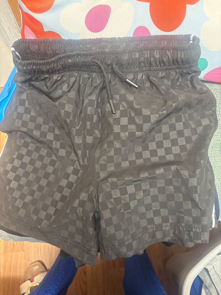 Men's Black Checkered Swim Shorts