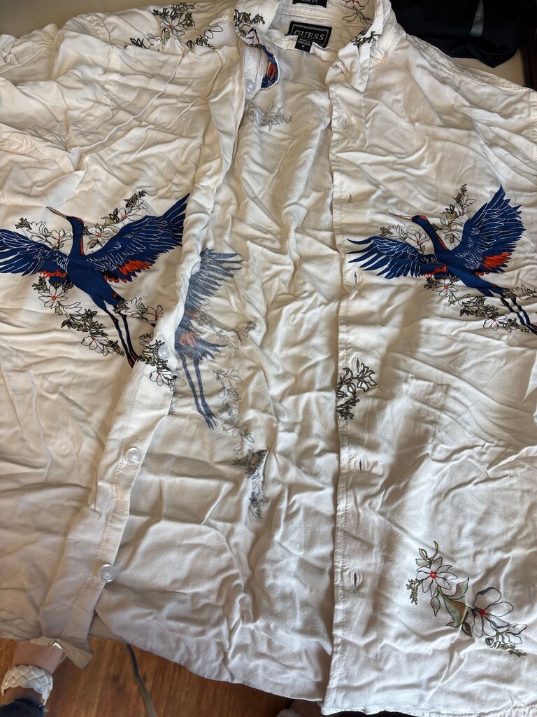 Guess Slim Fit Shirt with Bird Embroidery