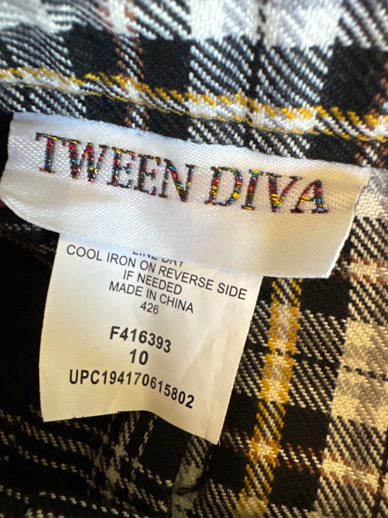 Tween Diva Black and Plaid Skirt Set
