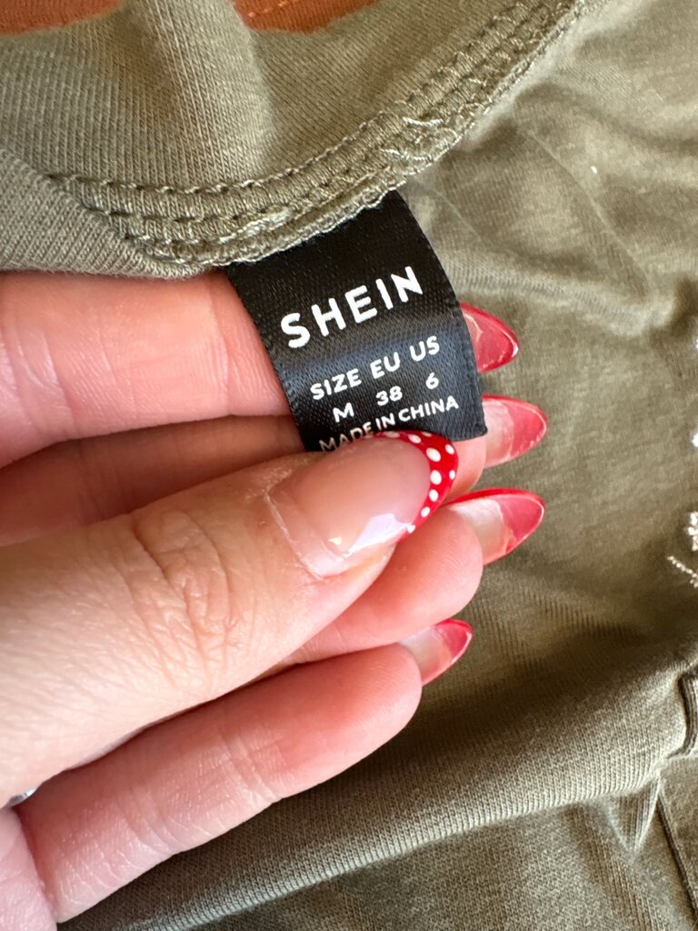 SHEIN Women's Olive Green T-Shirt with Pocket