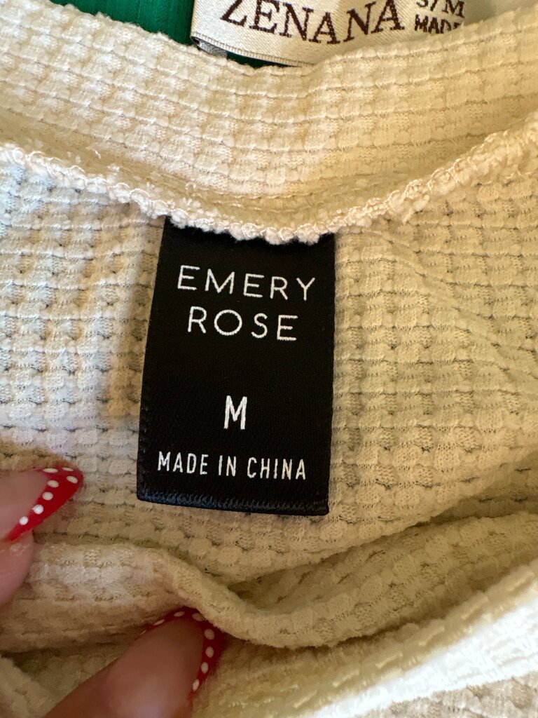 EMERY ROSE Waffle Knit Long Sleeve Top
