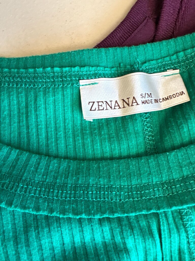 Zenana Ribbed Green Top