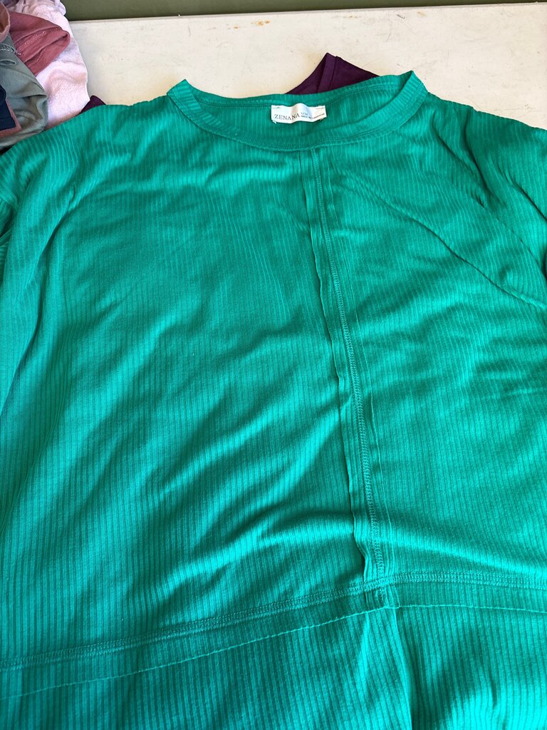Zenana Ribbed Green Top