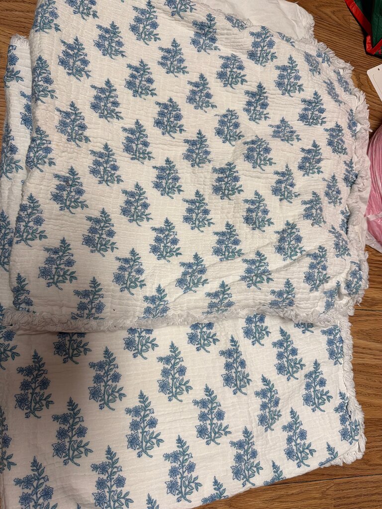 Floral Pattern Quilted Throw Blanket