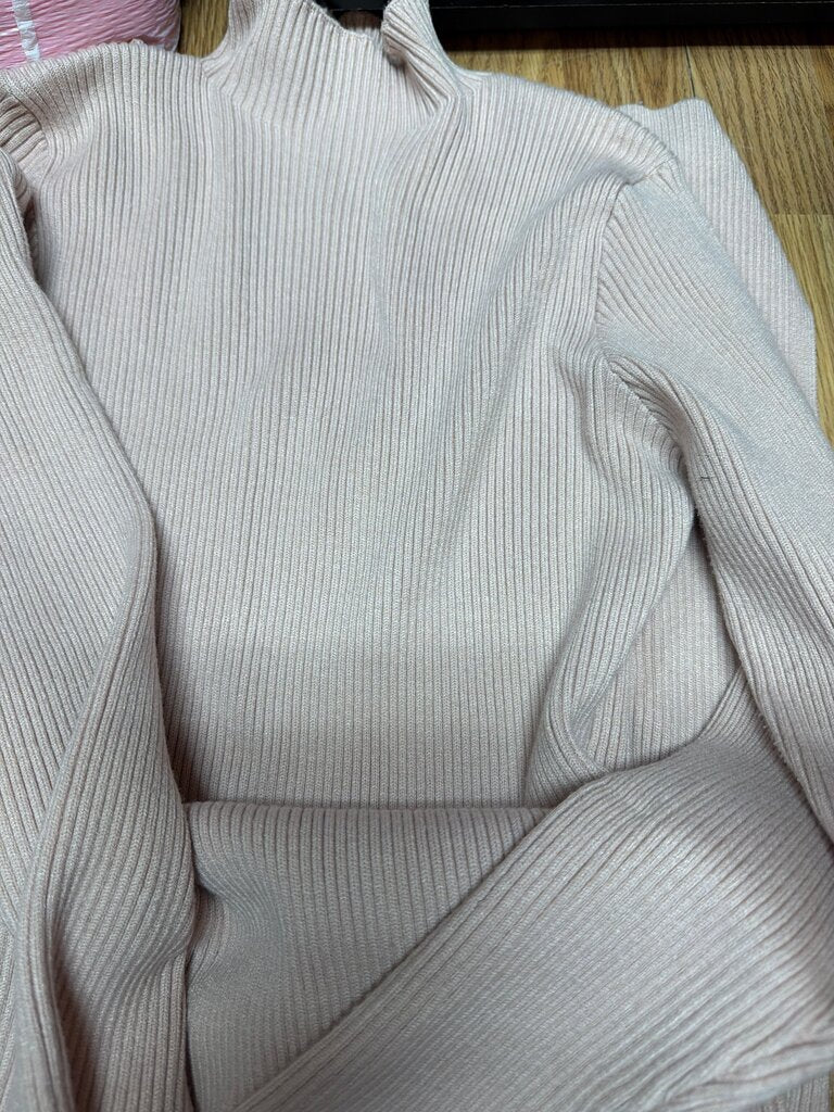 Light Pink Ribbed Mock Neck Sweater