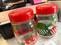 Vintage Glass Storage Jars with Red Lids