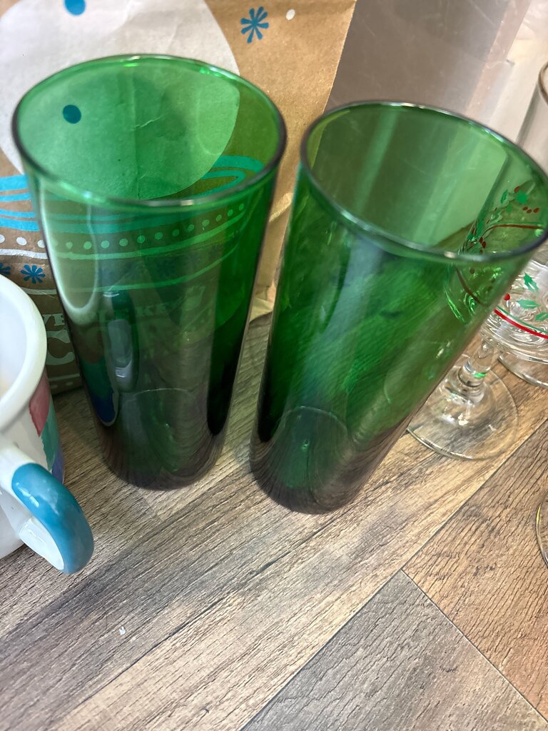 Set of Green Drinking Glasses