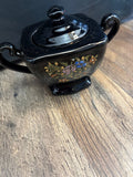 Vintage Black Floral Sugar Bowl