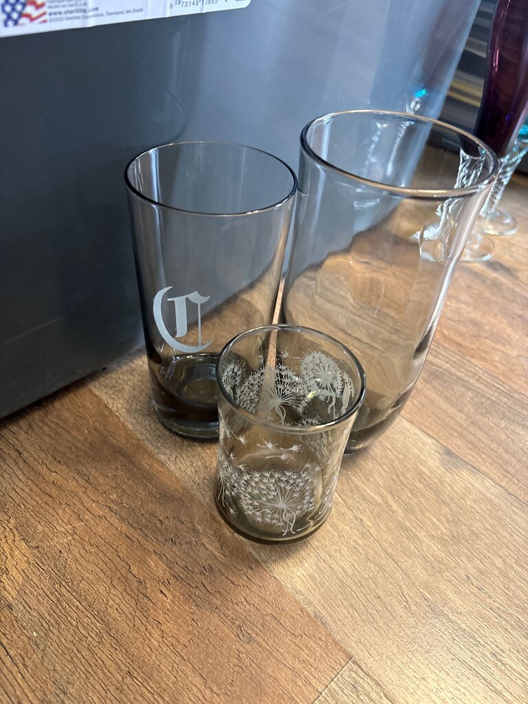 Set of Decorative Etched Glassware