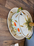 Vintage Ceramic Serving Dish with Floral Design