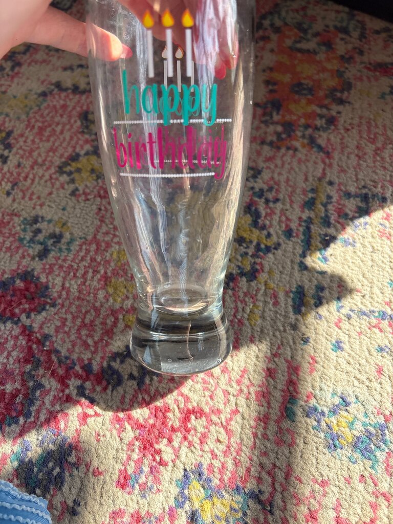 Happy Birthday Glass