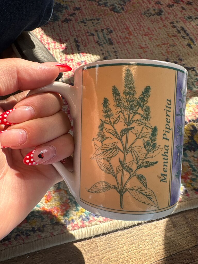 Herbal Tea Cup with Mentha Piperita Design