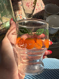 Vintage Glass Juice Cup with Fruit Design