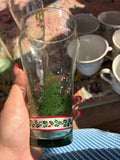 Holiday Themed Glass with Pine Tree and Holly