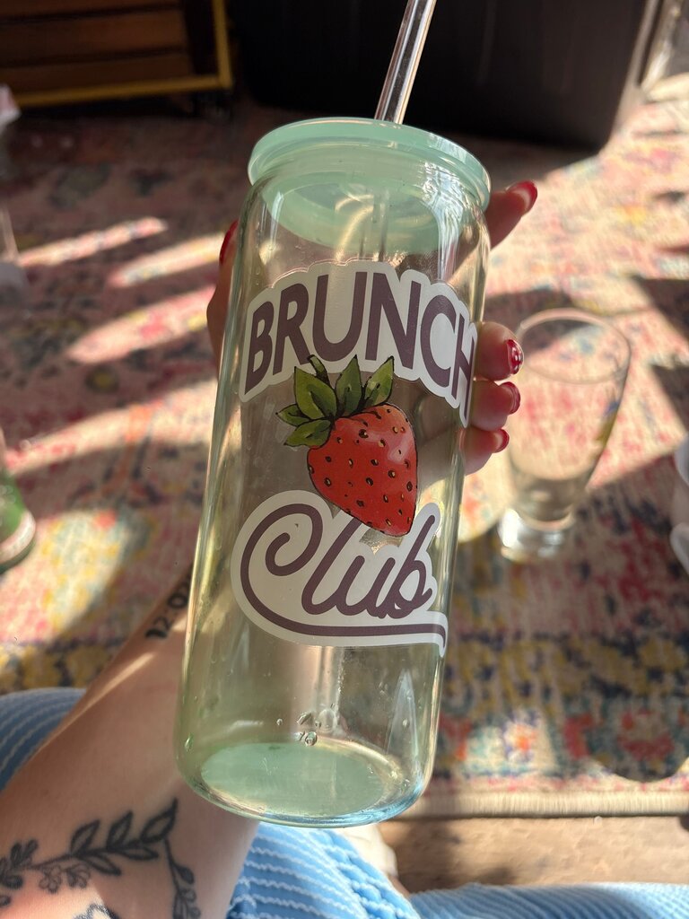 Brunch Club Strawberry Glass Cup