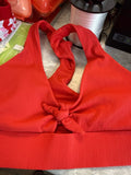 Red Ribbed Sports Bra
