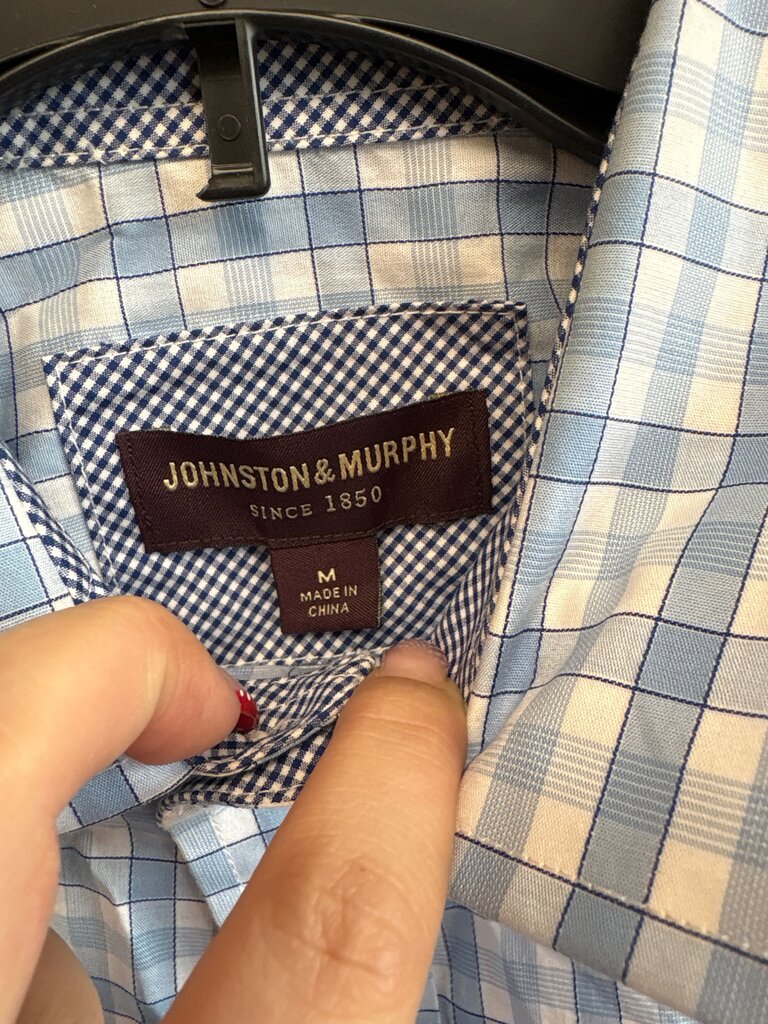 Johnston & Murphy Blue Checkered Dress Shirt