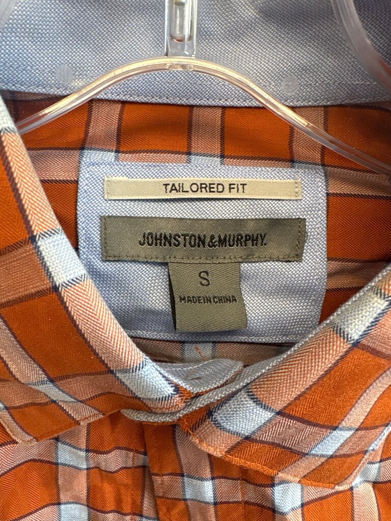 Johnston & Murphy Tailored Fit Orange Checkered Shirt