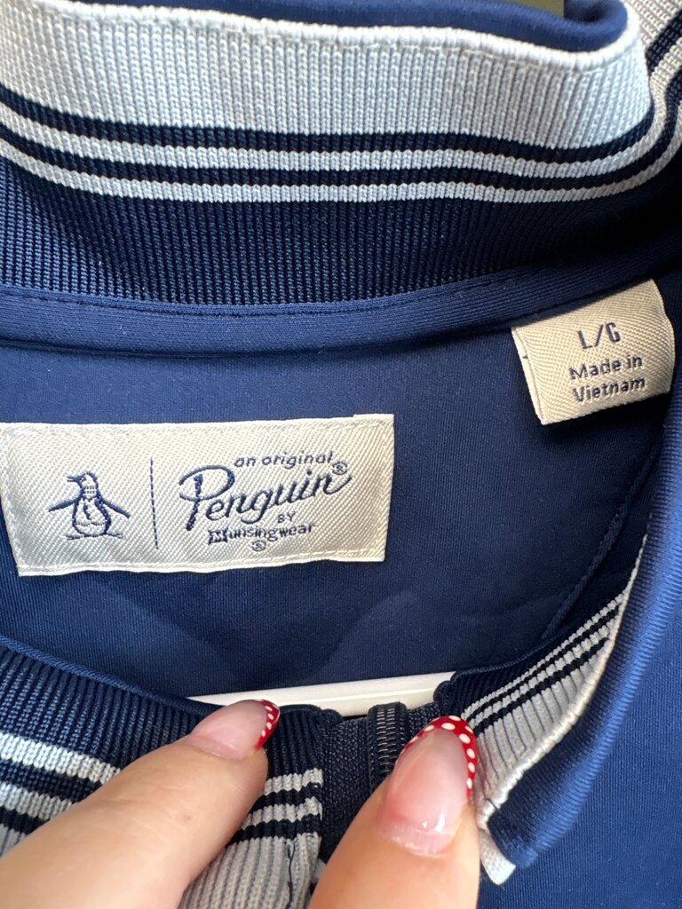 Men's Navy Quarter-Zip Pullover by Original Penguin