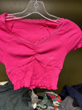Pink Ribbed Crop Top
