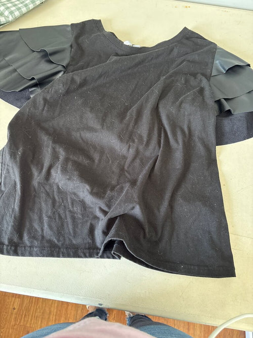 Black Ruffled Sleeve T-Shirt