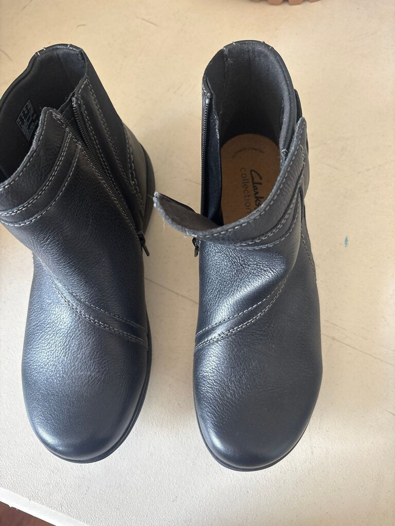 Clarks Black Leather Ankle Boots