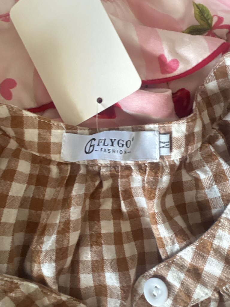 Brown Checkered Ruffled Top and Shorts Set