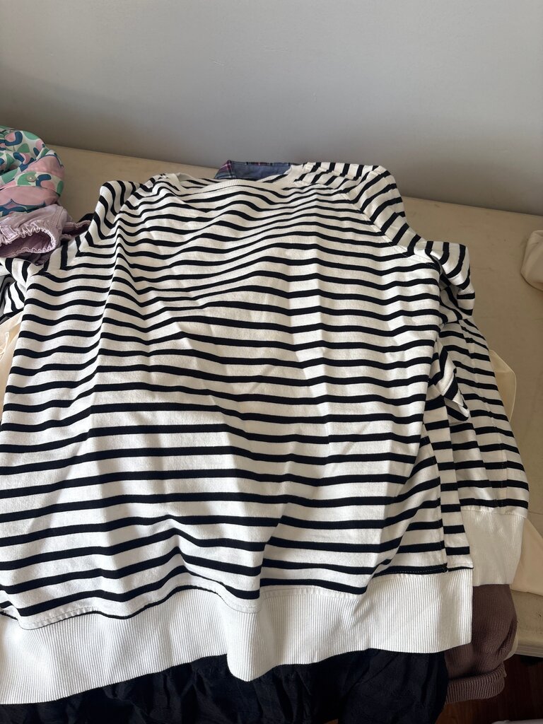 Black and White Striped Long Sleeve Top