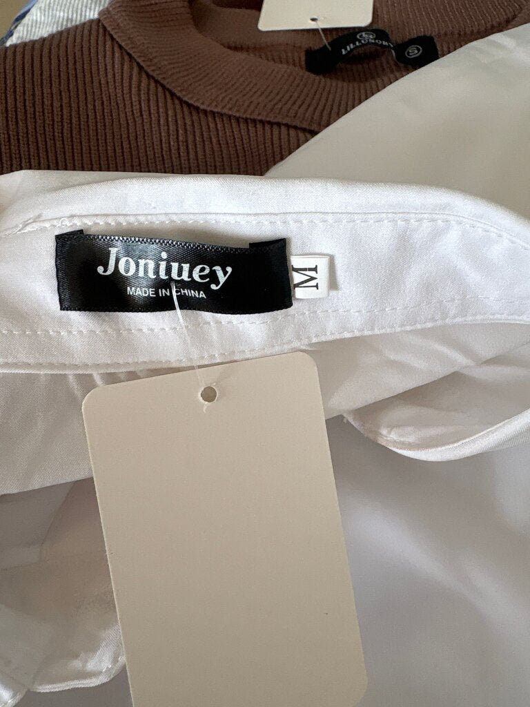 Joniuey White Button-Up Shirt