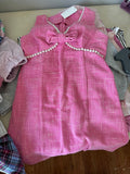 Girls' Pink Dress with Bow and Pearls