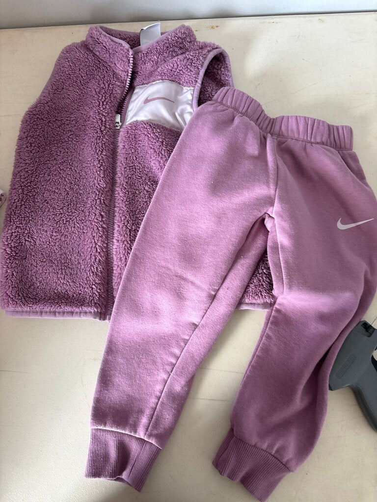 Nike Girls' Purple Fleece Vest and Sweatpants Set