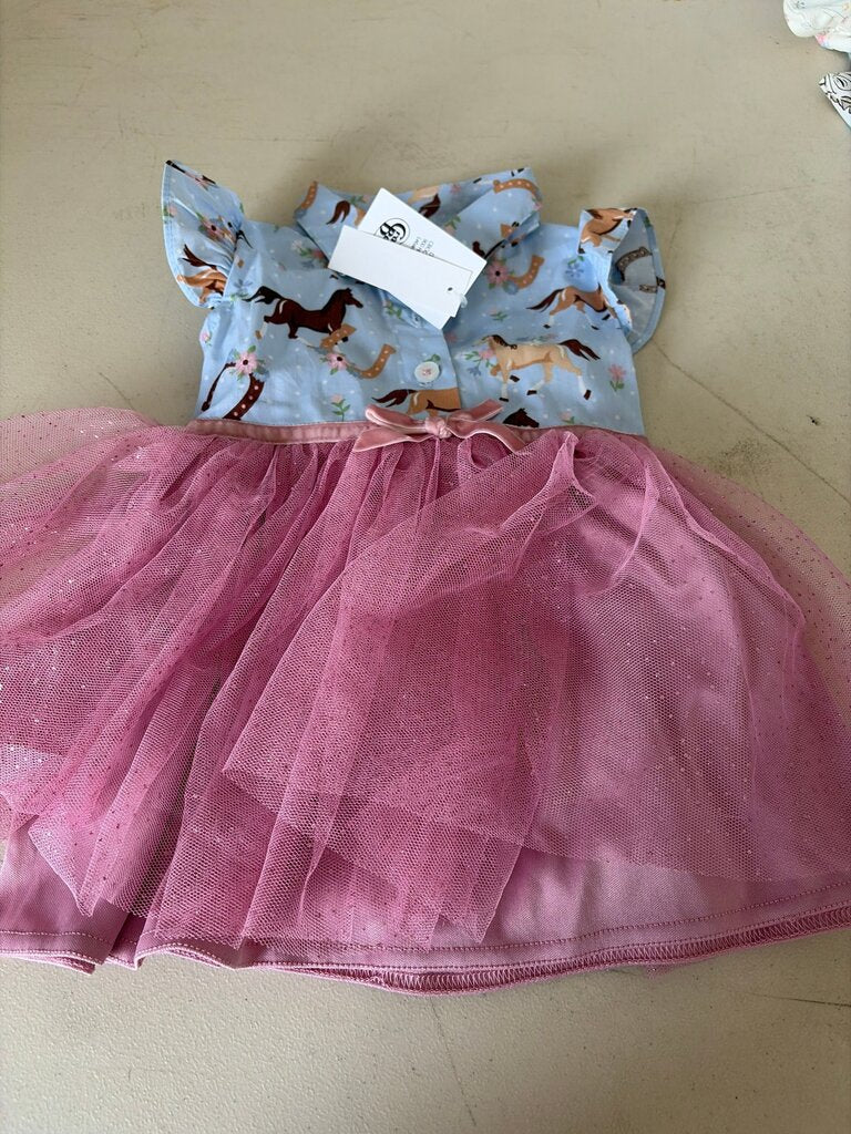 Goodlad Infant Dress with Horses and Tulle Skirt