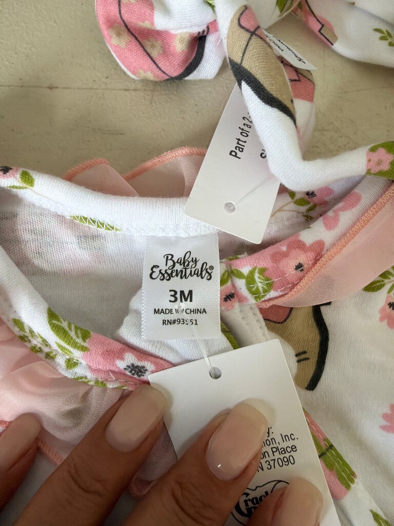 Baby Essentials Ruffled Floral Romper and Headband Set