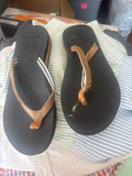 Men's Casual Flip Flops with Brown Straps